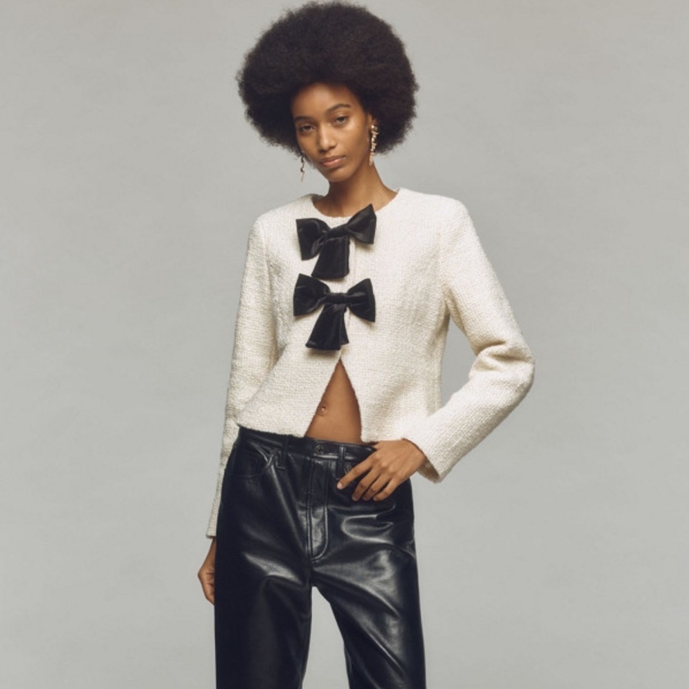 Anthropologie Avec Les Filles NWT Bow Tie Tweed Coquette Balletcore